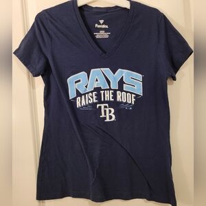 Fanatics Navy Blue Rays Graphic V-Neck T-Shirt Sz S